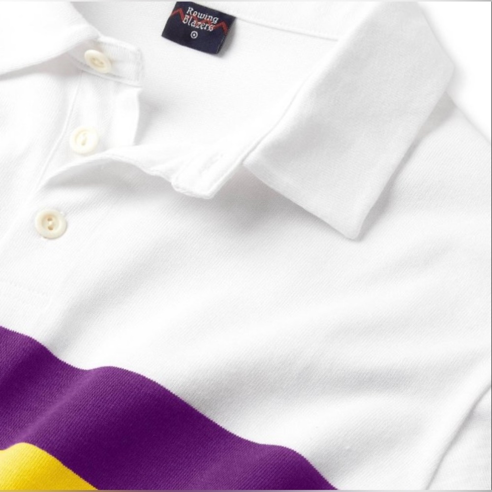 NWT Rowing Blazers x Placed Stripe Collared Long-Sleeve Rugby Shirt - M - Picture 4 of 4